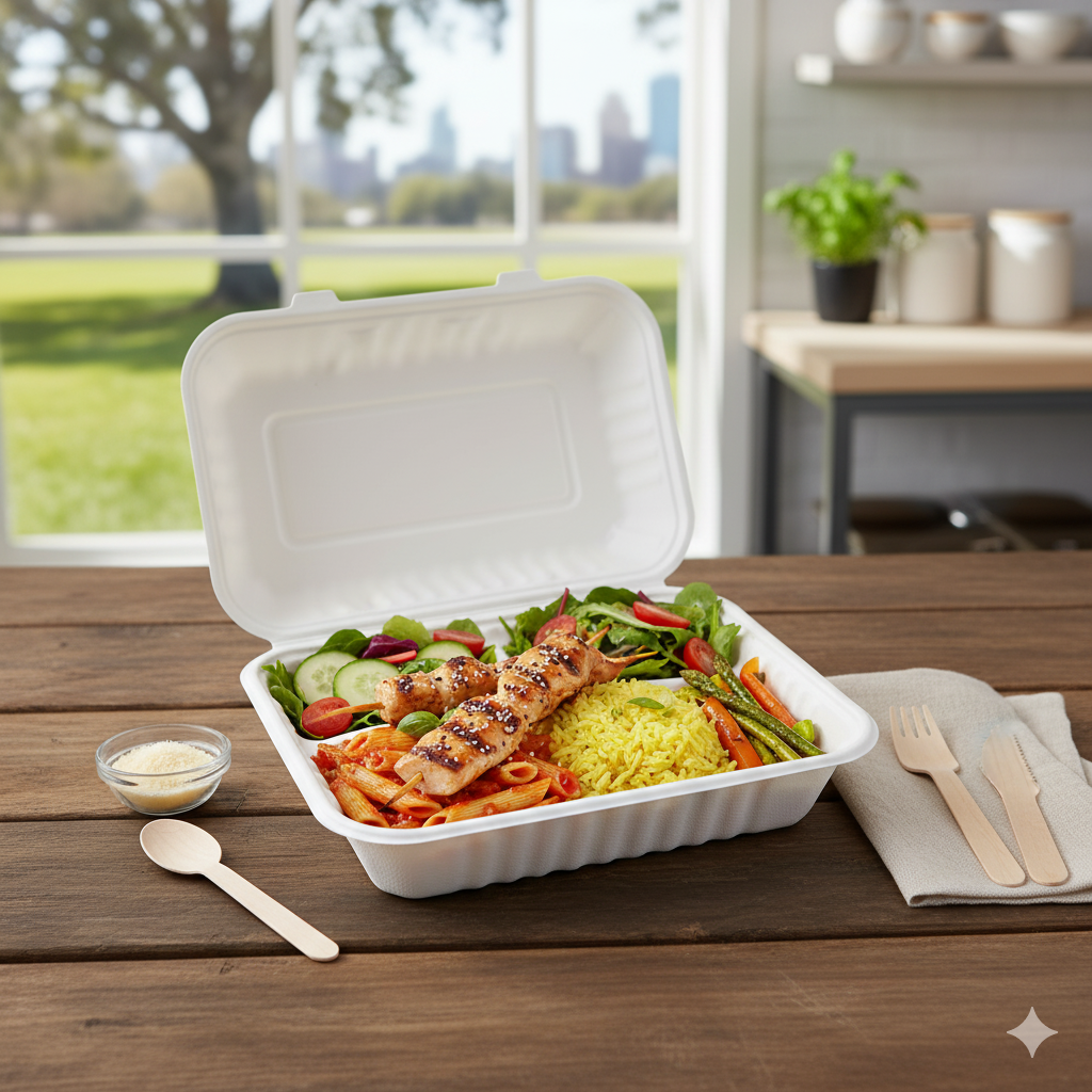 PP White Hinged Container 8.8x5.7x3" 150pcs/cs - Image 3