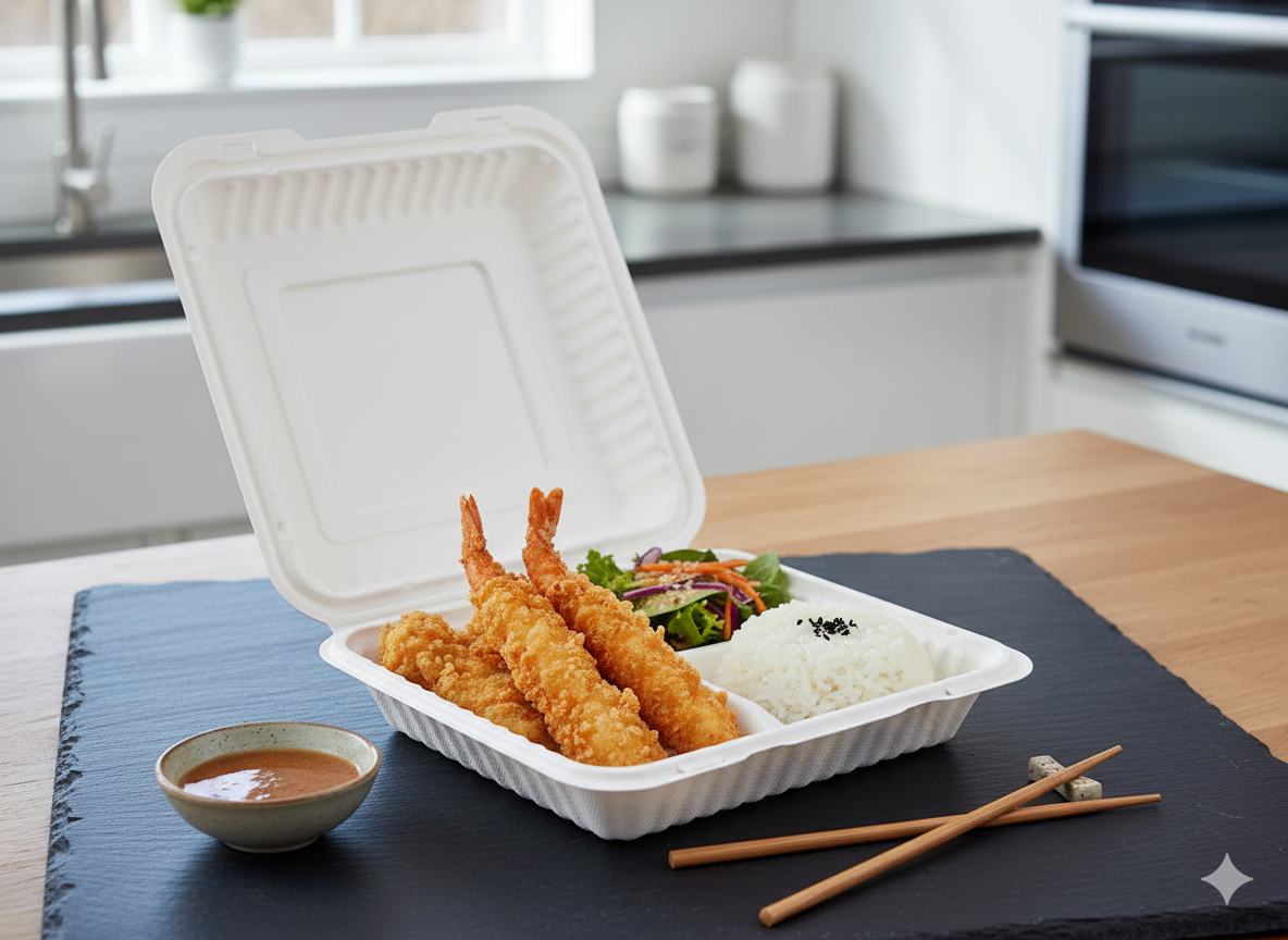 PP White Hinged Container 9x9x2.7" 150pcs/cs - Image 2