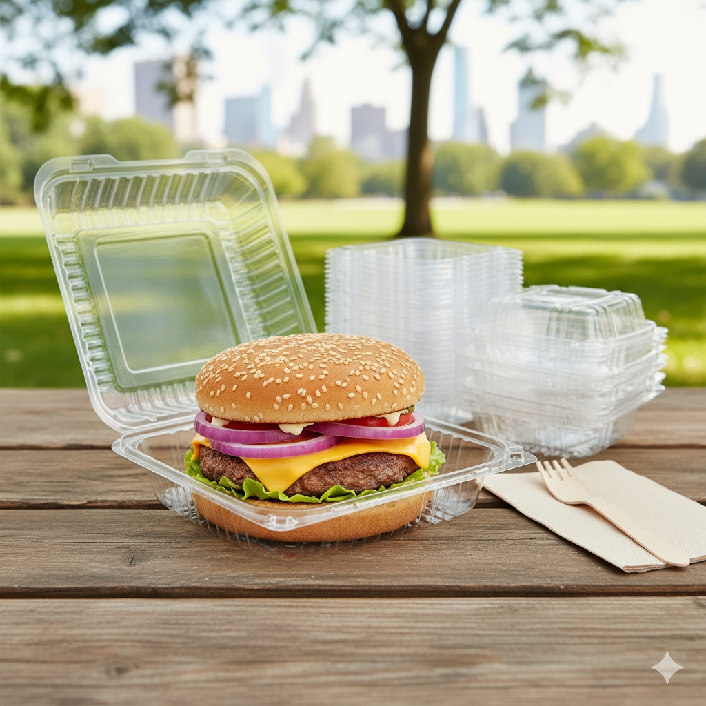 Anti-fog Clear Hinged PET Container 6x6x3" 300/cs