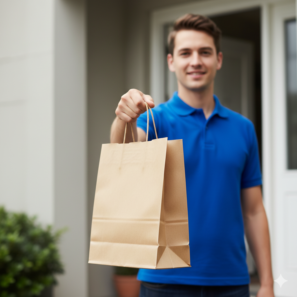 CM4 Kraft Handle Paper Bag (S) 9x6x11" 300/cs - Image 2