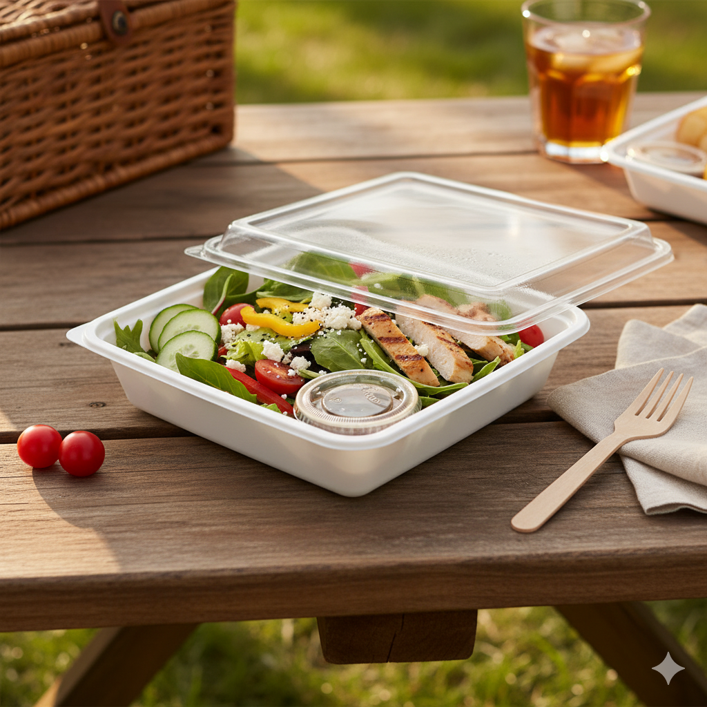 LRR 48oz (T48) White Square Container 100set/cs - Image 2