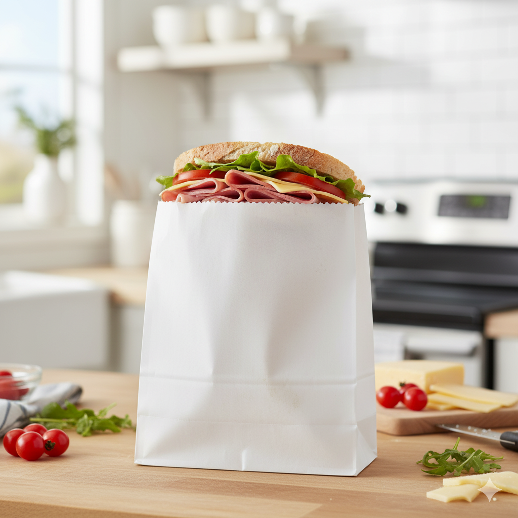 White Greaseproof Sandwich Bag 6x1.2x6.75" 1000/cs
