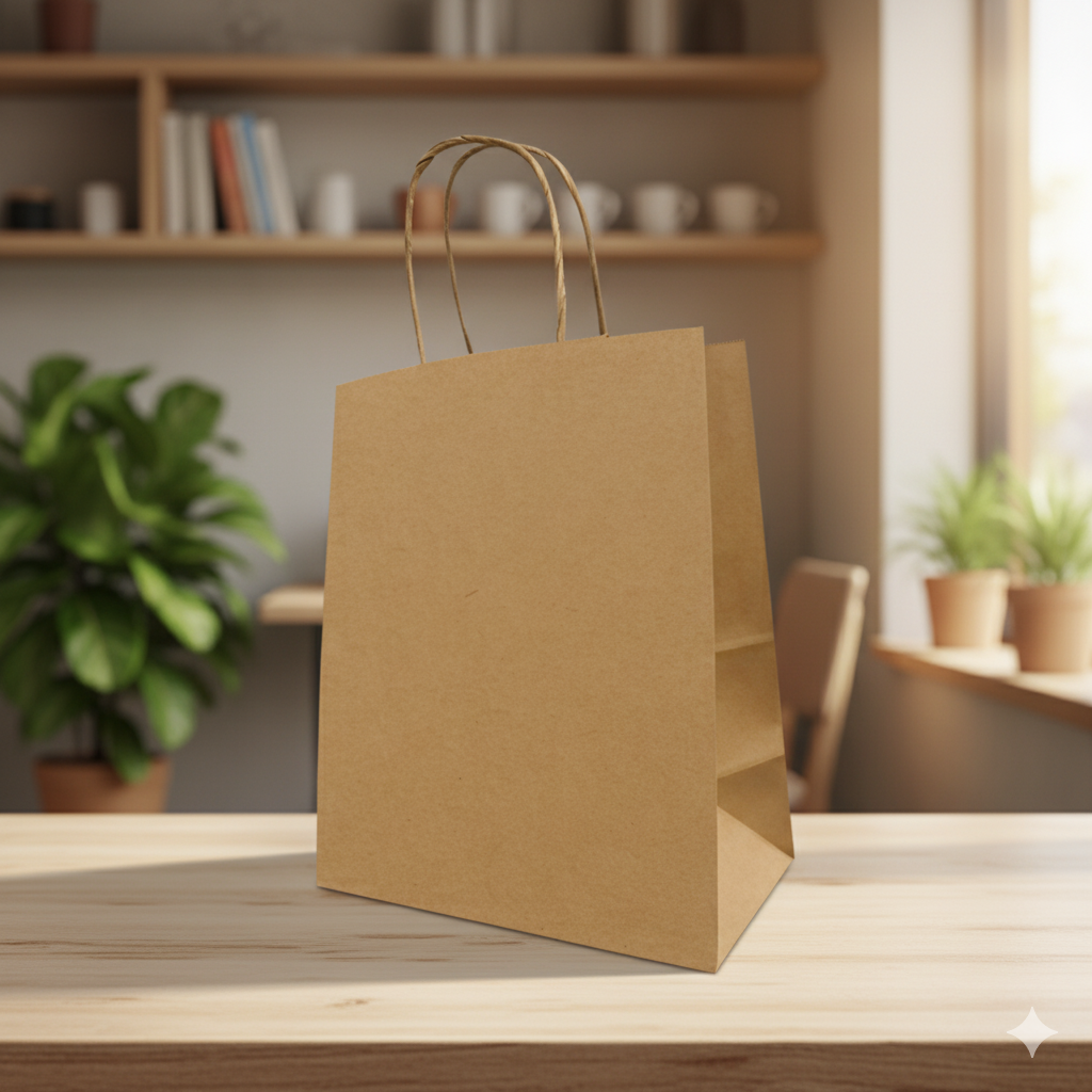 Kraft Handle Paper Bag (XS) 8.27x4.53x10" 250/cs