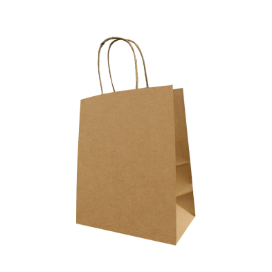 Kraft Handle Paper Bag (XS) 8.27x4.53x10" 250/cs - Image 2